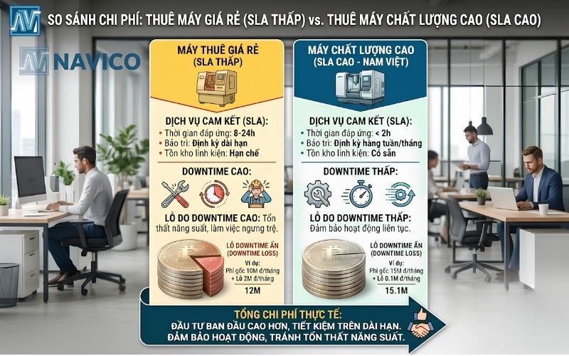So sánh chi phí thực tế trong hợp đồng thuê máy photocopy